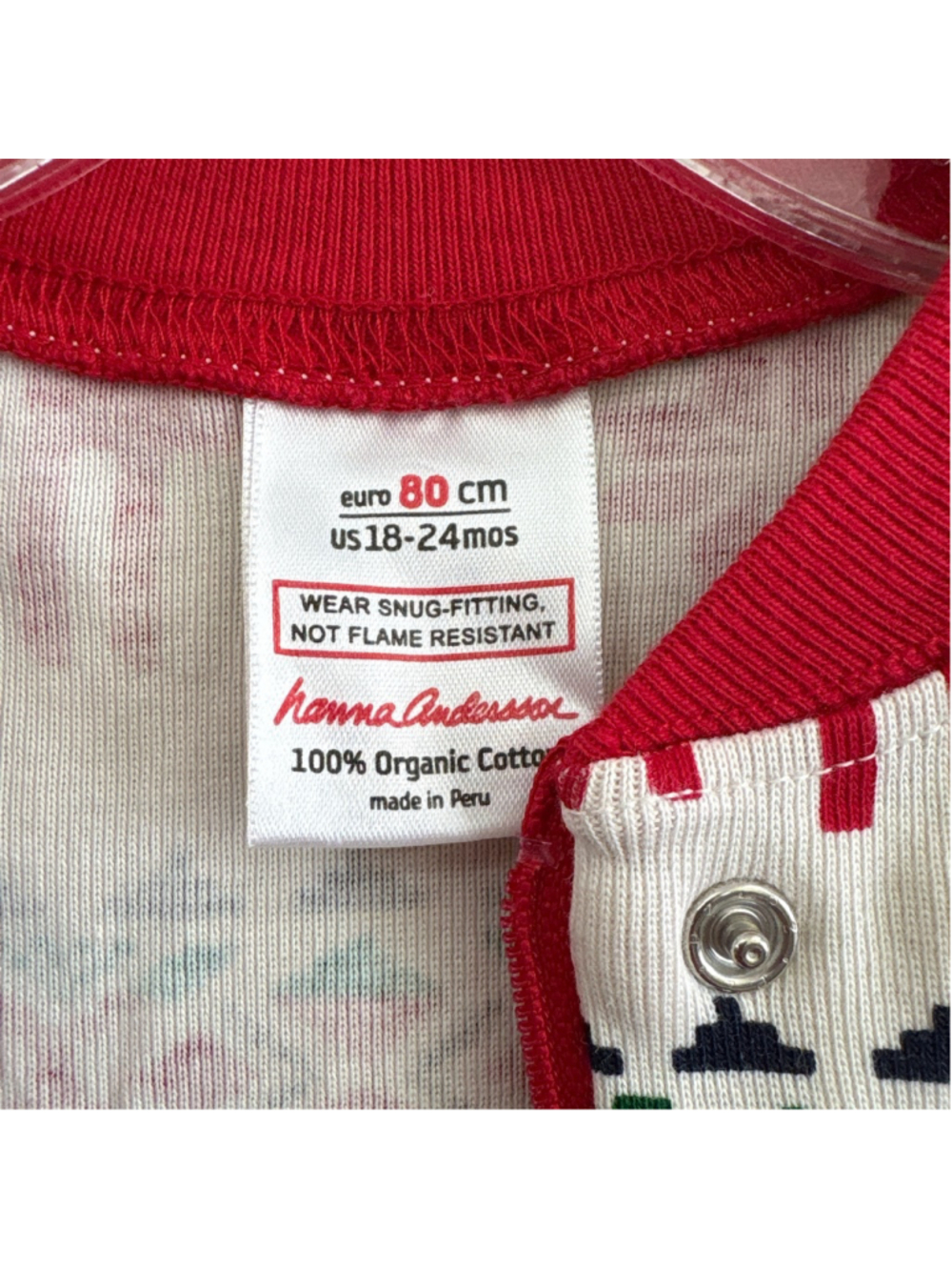 Hanna Andersson Pajama Set 18-24 Months Red Reindeer Organic Cotton - Picture 6 of 6